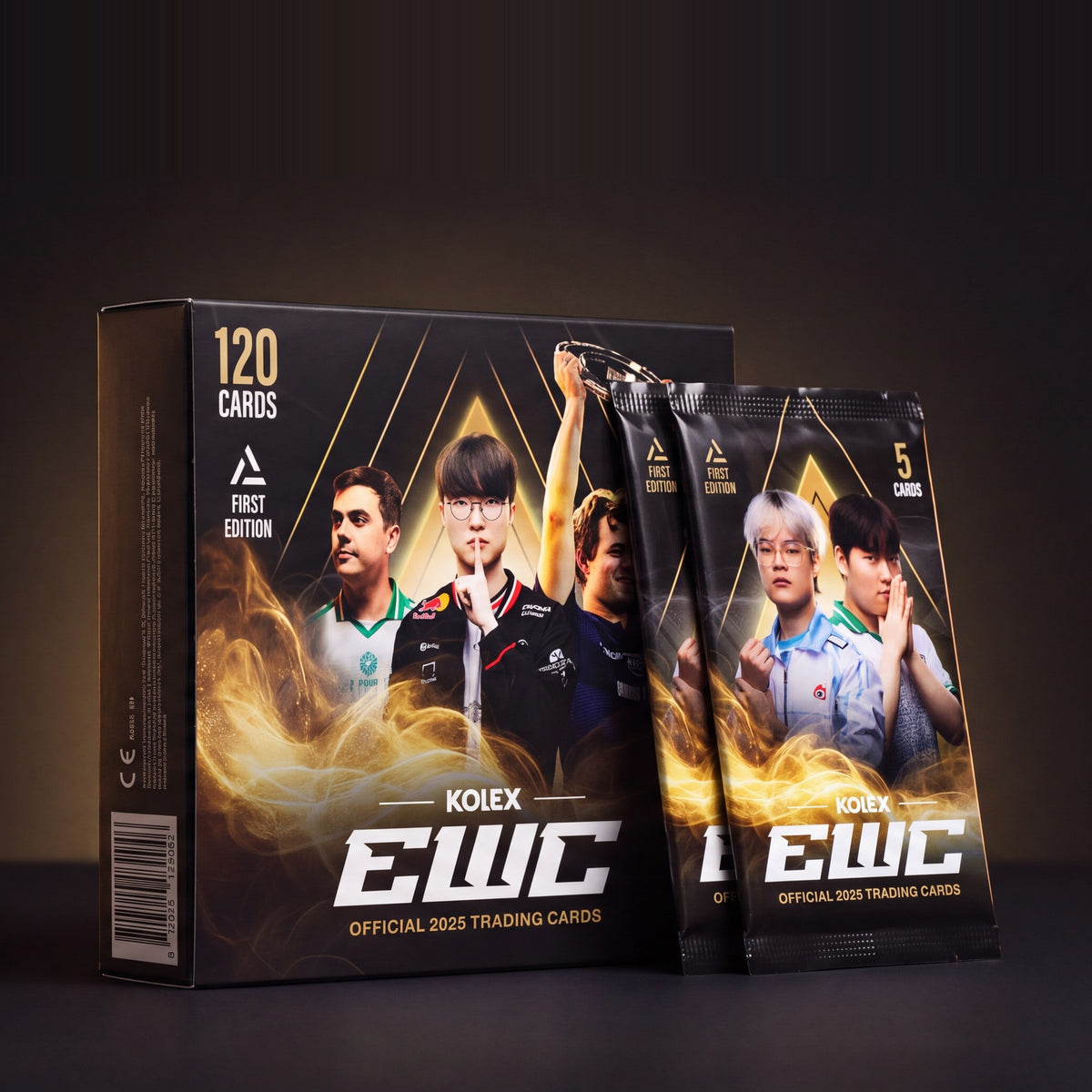 EWC 2025 Hobby Box and two sealed packs on a dark table