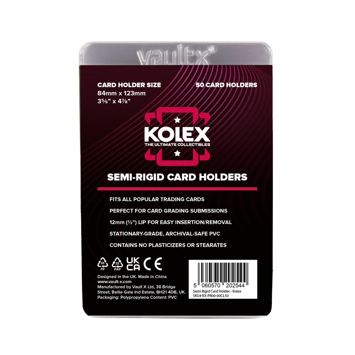 Kolex VaultX halbstarre Kartenhüllen - 50er-Pack