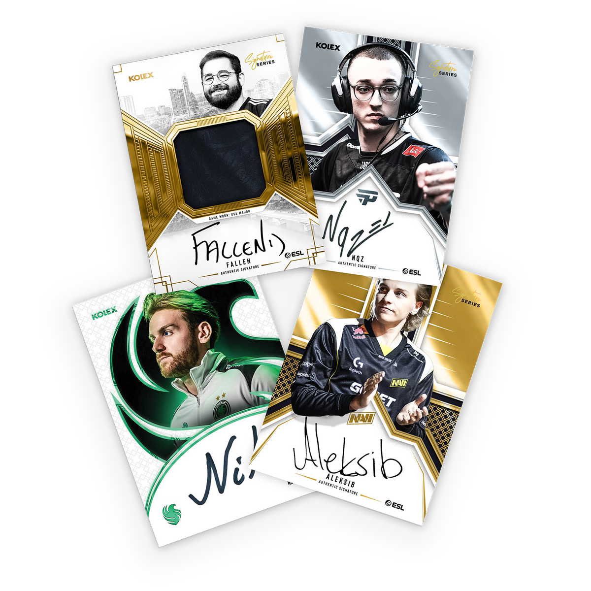 Heirloom signature cards: FalleN game-worn patch, nqz, NiKo and Aleksib