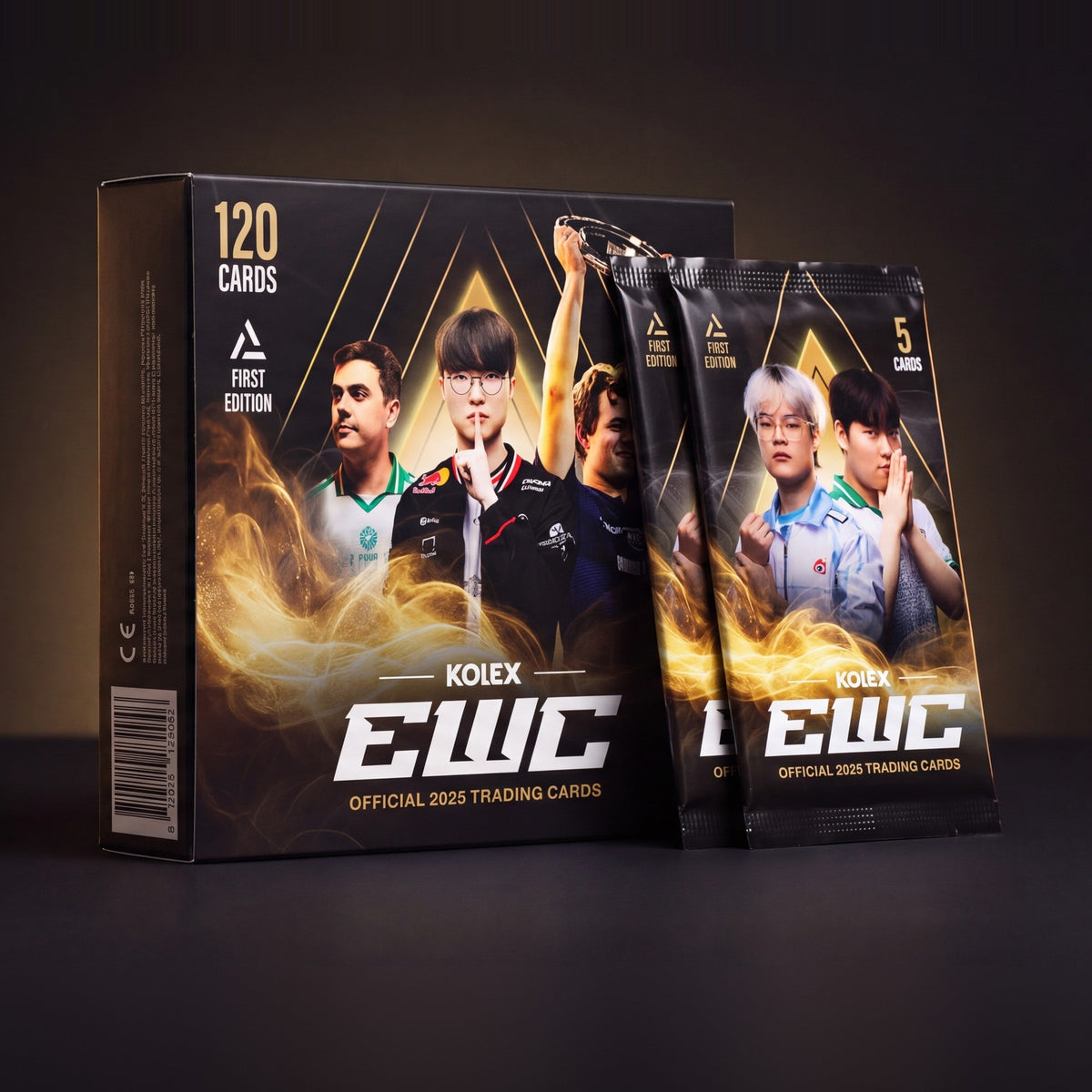 EWC 2025 Hobby Box and two sealed packs on a dark table