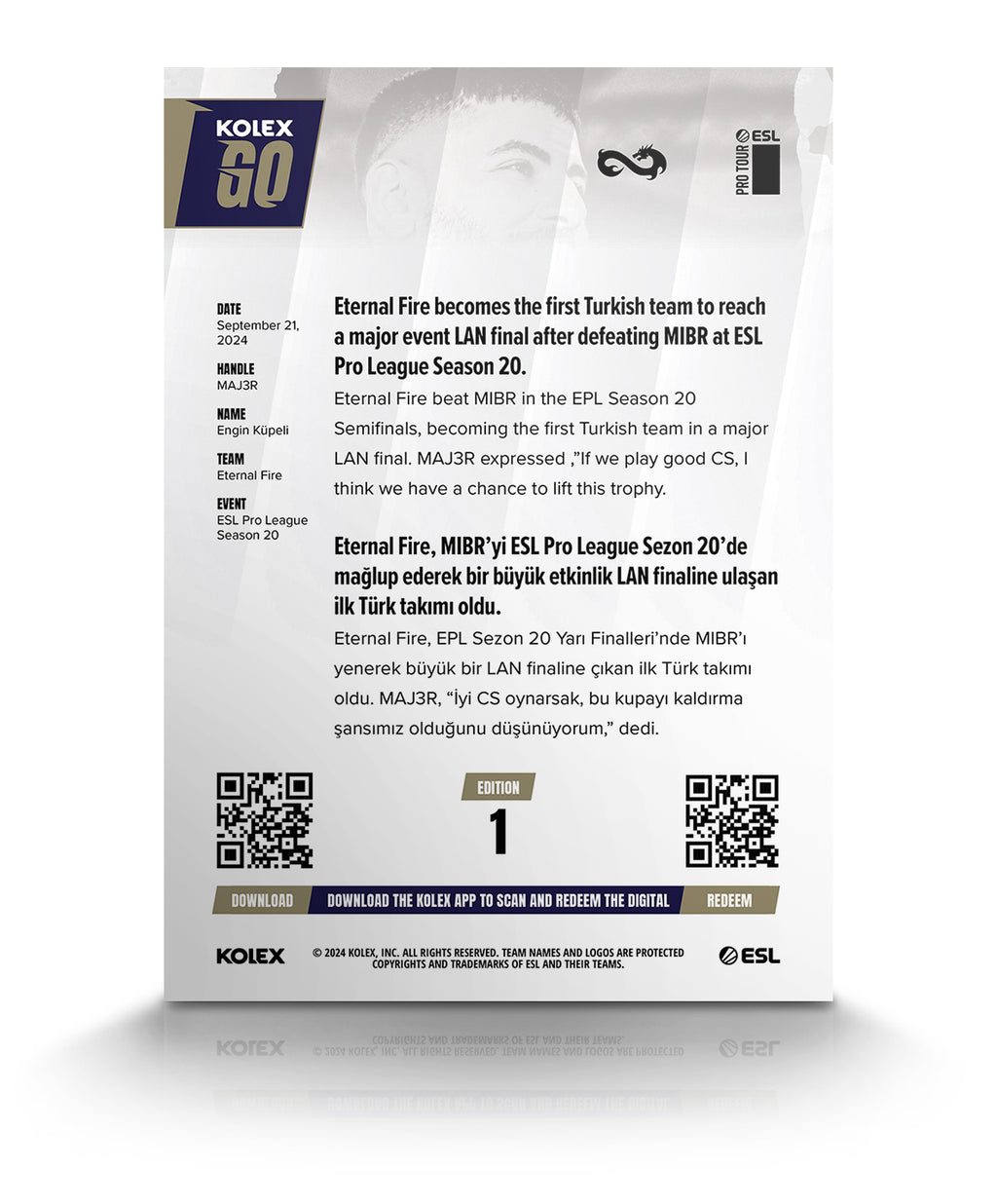 KolexGo | Eternal Fire CS2 Card