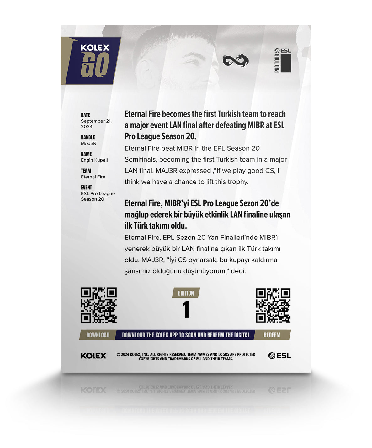 KolexGo | Eternal Fire CS2 Card